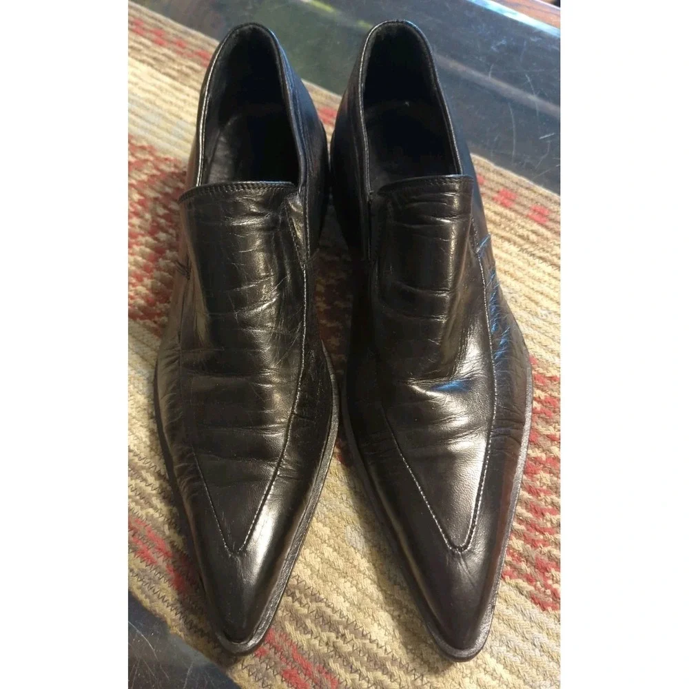 Andrea‎ Pagliarini Black Leather Oxford Pointy Dress Shoes Mens EU 41 US 8 Italy